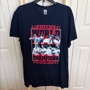 Gildan Navy T-Shirt with Red and White Atlanta 2021 World Champions Graphic